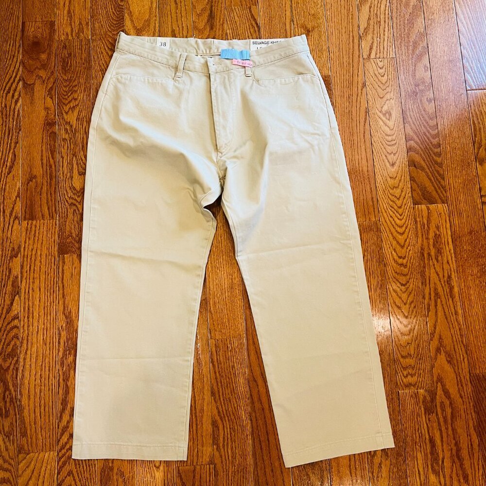 Selvedge Beige Khaki Chino Men's Pants 38x30
